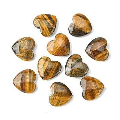 Natural Tiger Eye Heart Palm Stone