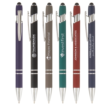 100 Custom Ellipse Softy w/ Stylus - Laser - Rubberized & Metal