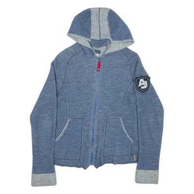 ARMANI Wool Knit Hoodie Blue Full Zip Wool Womens XS