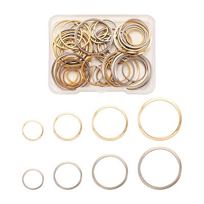 64Pcs 8 Styles 304 Stainless Steel Linking Ring