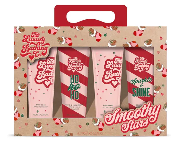 The Luxury Bathing Company Set Regalo Di Cosmetici Per La Cura Della Persona Dolci Natalizi, Cacao E Vaniglia 4 Pezzi.