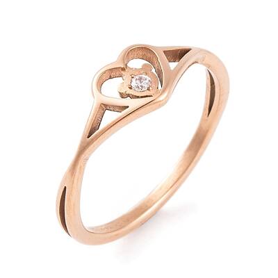 Heart 304 Stainless Steel Finger Ring for Women