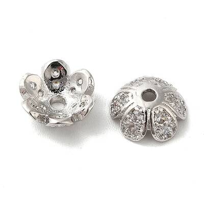 Brass Micro Pave Cubic Zirconia Bead Cap