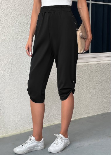 Modlily Black Pocket Jogger Elastic Waist High Waisted Pants - M