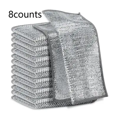 Multifunction Kitchen Metal Wire Cleaning Dishwashing Cloth, 8/15/20pcs Reusable Dishcloth for Stove Sink Pot, Scouring Pad, ...