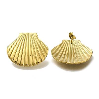 Ion Plating(IP) 304 Stainless Steel Sheel Shape Stud Earrings for Women