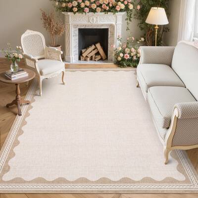 Garvee Living Room Rug 4x6 Washable Rug Modern Bordered Accent Rugs for Bedroom Ultra Soft Non Slip Lightweight Floor Cover L...