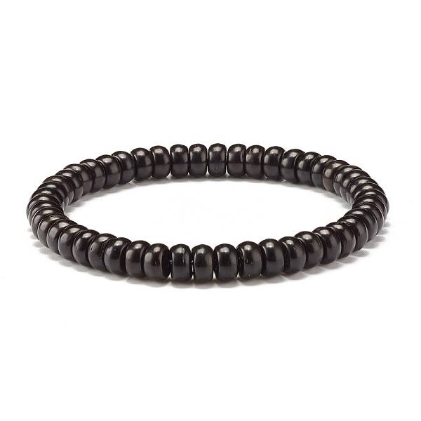 Black Coconut Shell Beads Stretch Bracelet