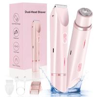 Bikini Trimmer for Women, Electric Shaver and Razor Rechargeable 2-in-1/3-in-1 Body and Facial Epilator, Dual Heads for Painl...