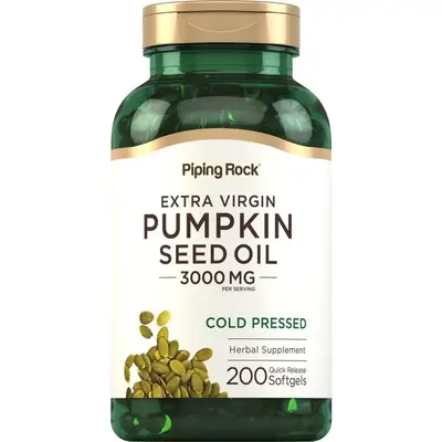 Piping Rock Pumpkin Seed Oil Softgel Capsules | 3000mg | 200 Pills | Cold Pressed Supplement | Extra Virgin Extract | Non-GMO...