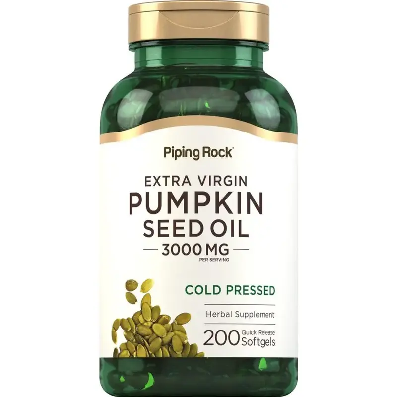 Piping Rock Pumpkin Seed Oil Softgel Capsules | 3000mg | 200 Pills | Cold Pressed Supplement | Extra Virgin Extract | Non-GMO...