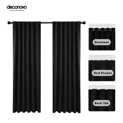 Deconovo Black Blackout Curtains (2 Panels, Grommet/Back Tab/Rod Pocket) β Thermal Insulated, Soundproof Drapes for Living ...