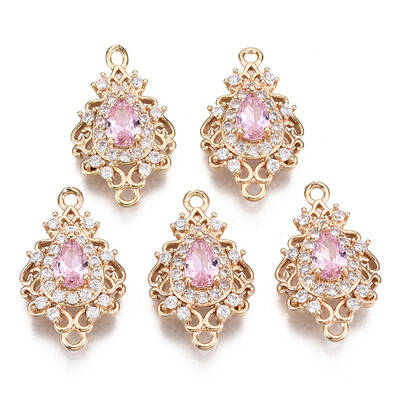 Brass Micro Pave Cubic Zirconia Links Connectors