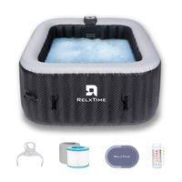 2-4 People Portable Outdoor Air Jet Spa,Square Inflatable Hot Tub with 120 Massage Jets，Insulation Cover,Black (Energy-Savi...