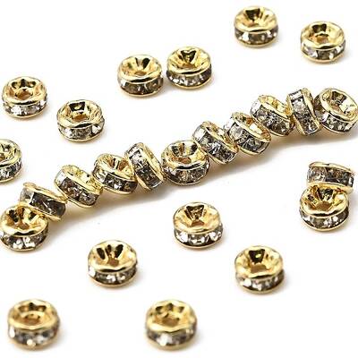 Rack Plating Brass Crystal Rhinestone Rondelle Space Beads