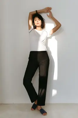Utility Wide Pant - Black Striped | Size: XS