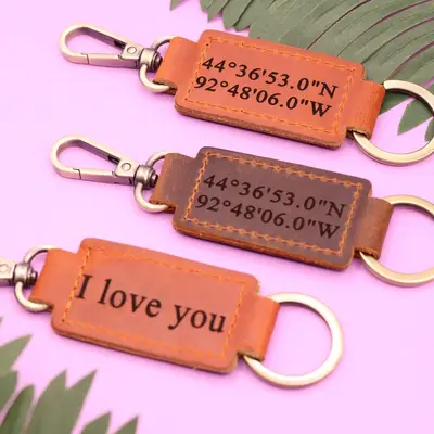 Set of 3 Personalized Leather Keychain with Heavy Duty Ring & Clasp , Real Leather, Same Day Shipping, Free Shipping US