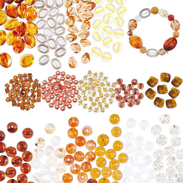 390Pcs 15 Style Transparent Acrylic Beads
