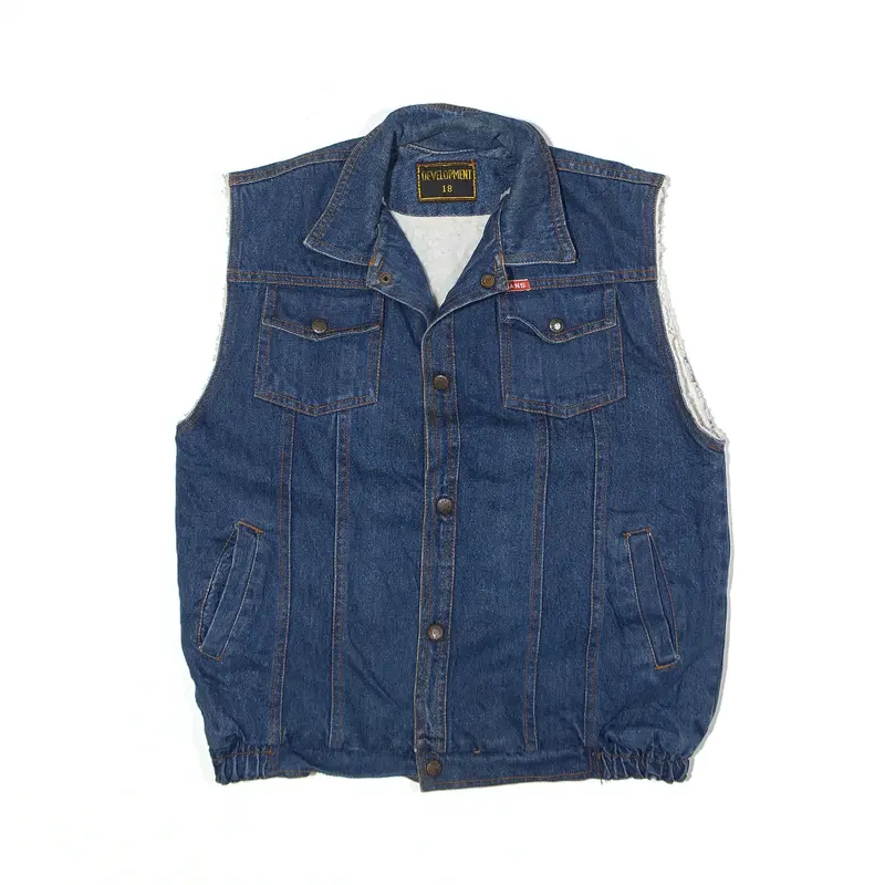 DEVELOPMENT 18 Gilet Blue Denim Sherpa Lined Mens S