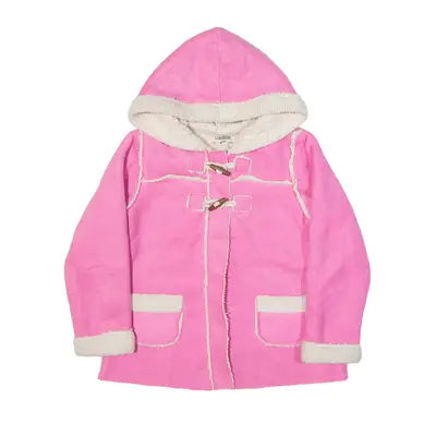 OSHKOSH Sherpa Lined Duffle Jacket Pink Faux Suede Girls 6Y