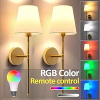 Rechargeable Wall Mounted Light, RGB Color Wall Light with Remote Control, Multifunctional Decorative Wall Lamp for Living Ro...
