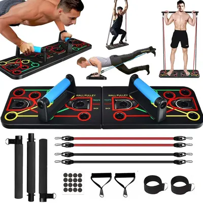 Push Up Board for Men & Women with Silicon Handles, Color Coded Muscle Target Zones Home Gym Equipment Foldable Strength Trai...