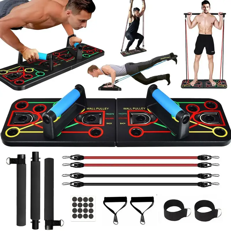 Push Up Board for Men & Women with Silicon Handles, Color Coded Muscle Target Zones Home Gym Equipment Foldable Strength Trai...