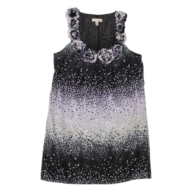TED BAKER Womens Shift Dress Grey Spotted Sleeveless Short M