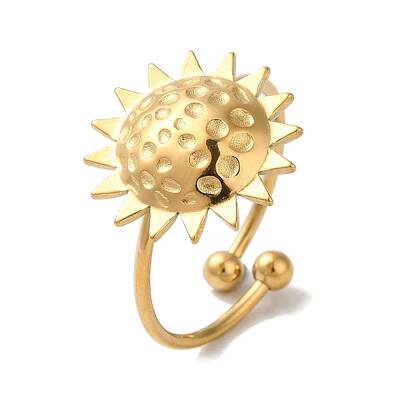 Ion Plating(IP) 304 Stainless Steel Sun Open Cuff Rings for Women