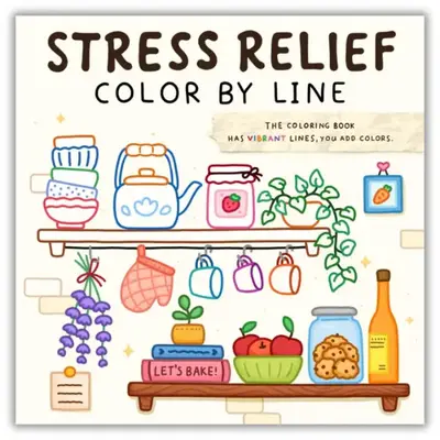 Fall Halloween Gift Color By Line - Adult Coloring Book, Stress Relief with Vibrant Colored Outlines, Easy and Fun Mindfulnes...