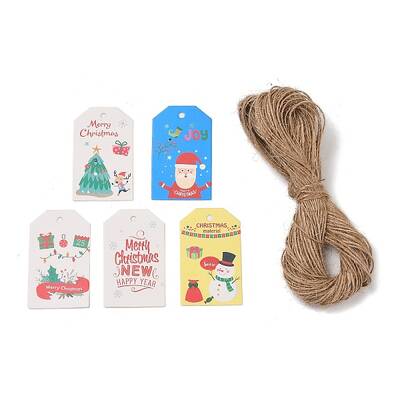 50Pcs Christmas Theme Paper Printed Gift Tags