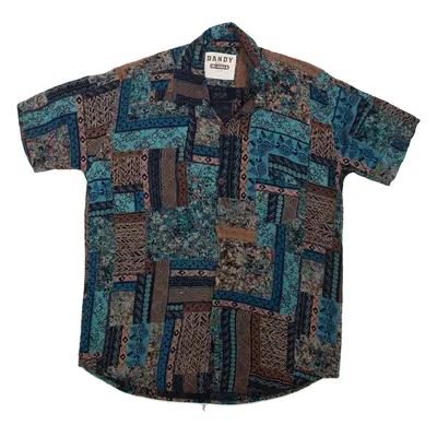 DANDY Mens Shirt Blue Crazy Pattern S