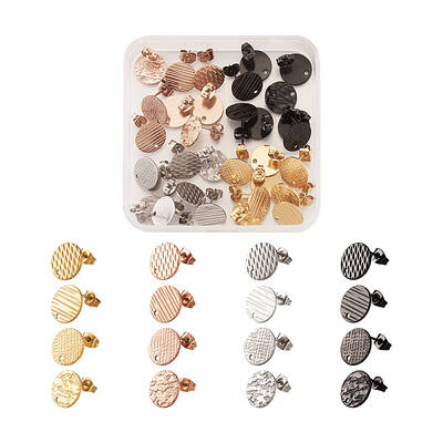 32Pcs 16 Styles 304 Stainless Steel Ear Stud Findings