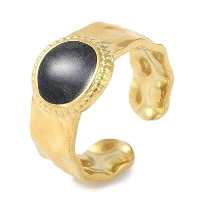 Ion Plating(IP) 304 Stainless Steel Enamel Flat Round Cuff Finger Rings