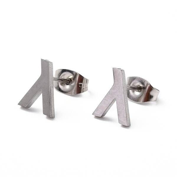 Tarnish Resistant 304 Stainless Steel Greek Alphabet Stud Earrings