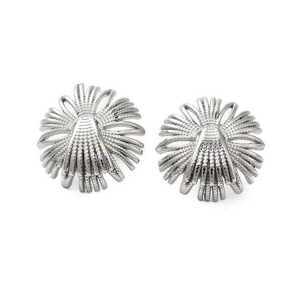 304 Stainless Steel Flower Stud Earrings