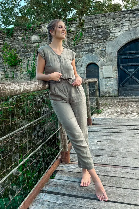 Evening Chai Jumpsuit in Dark Green | Color: Hemp Dark green | Size: XL