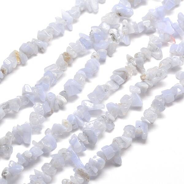 Natural Blue Lace Agate Chip Bead Strands