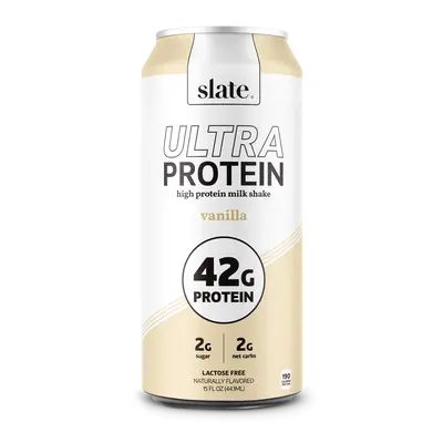 Slate Milk - Ultra High Protein Shake - Vanilla - 42g Protein, 2g Sugar, 190 Calories, 2g Net Carbs - Lactose Free - Post Wor...