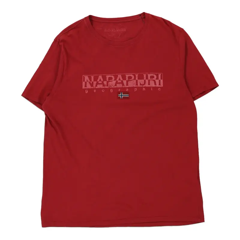Napapijri Spellout T-Shirt - 2XL Red Cotton