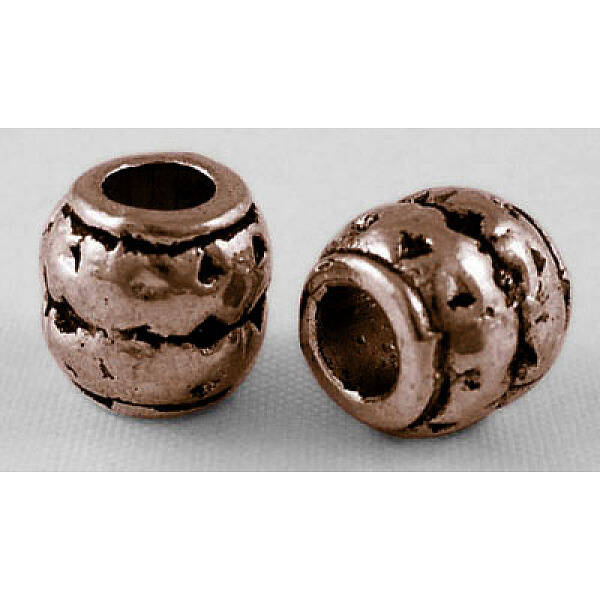 Tibetan Style Alloy Large Hole Barrel Beads