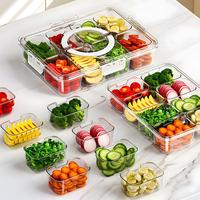 8-compartment Food Storage Box with Lid, 1 Count Portable Vegetable Snack Platter Container, Transparent Organizer for Sweets...