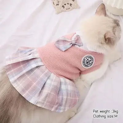 Bowknot Plaid Dog Dress, Cute Pet Clothes, Fashion Pet Clothes for Small Medium Large Dogs & Cats