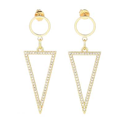 Brass Micro Pave Clear Cubic Zirconia Dangle Stud Earrings