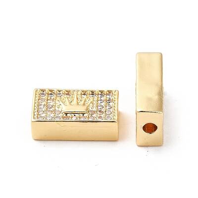 Brass Micro Pave Cubic Zirconia Beads