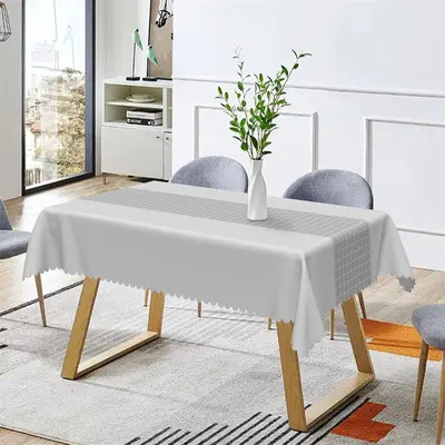 Modern Grey Checkered Lines Rectangle Tablecloth - Aperturee