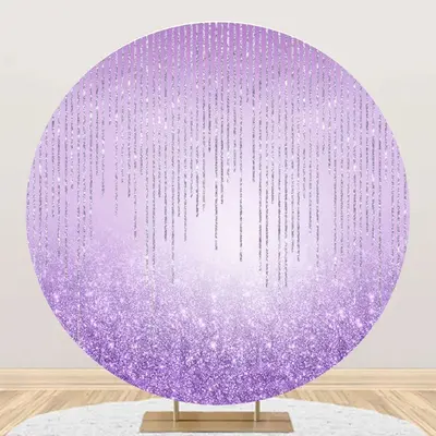 Fantasy Purple Glitter Bokeh Round Birthday Backdrop - Aperturee