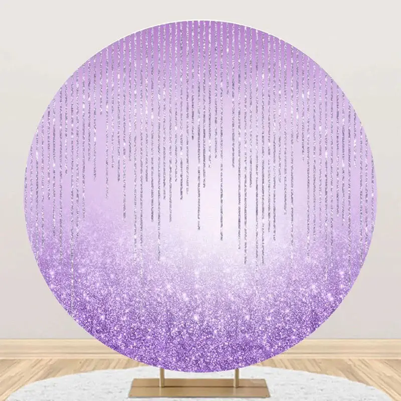 Fantasy Purple Glitter Bokeh Round Birthday Backdrop - Aperturee