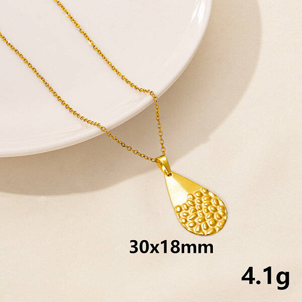 Stylish Stainless Steel Geometric Teardrop Pendant Necklace for Women