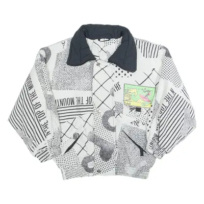 Insulated Boys Ski Coat White Crazy Pattern M
